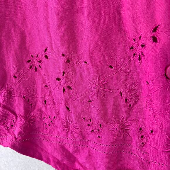 Vintage Notations Sleeveless Top Women's XL Pink Embroidered Eyelet Floral Linen - Picture 6 of 8